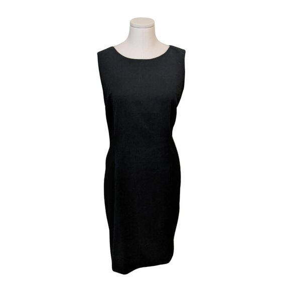Vintage 90s Mario Serrani Black Sleeveless Midi Dress Classic Party Office Sz 14 - Picture 10 of 10